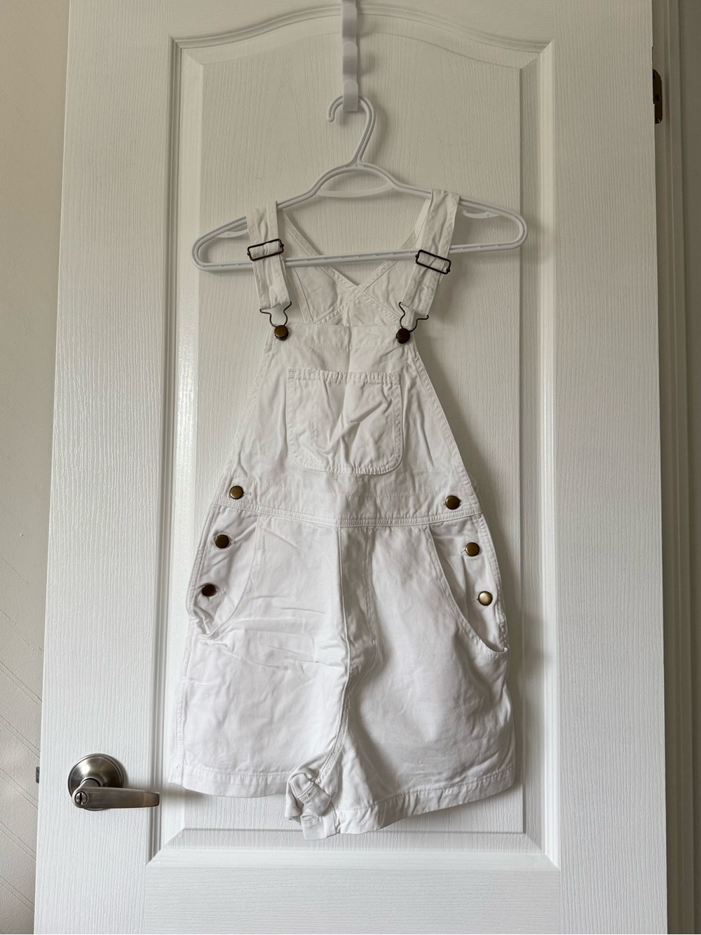 American Apparel white denim shortalls